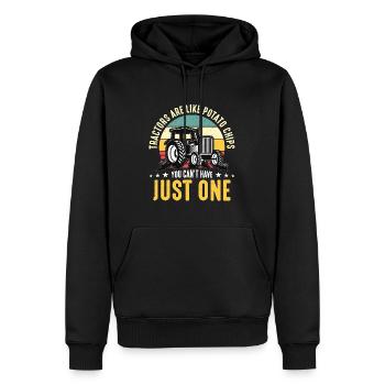 Harvester Tractors Are Like Potato Chips Farming - Men’s Premium Organic Hoodie - black - Front - Nico (187cm)