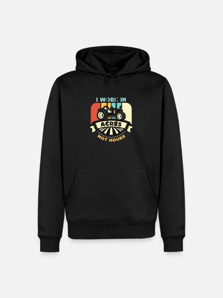 Harvester I Work In Acres Not Hours Retro Farmers - Men’s Premium Organic Hoodie - black