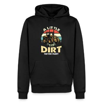 Harvester A Little Dirt Never Hurt Retro Farmer - Men’s Premium Organic Hoodie - black - Front - Nico (187cm)