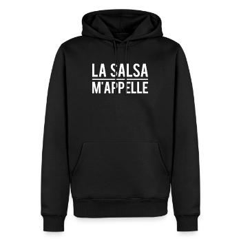 La salsa m'appelle danseur salsa humour - Sweat à capuche Premium bio Homme - noir - Devant - Nico (187cm)