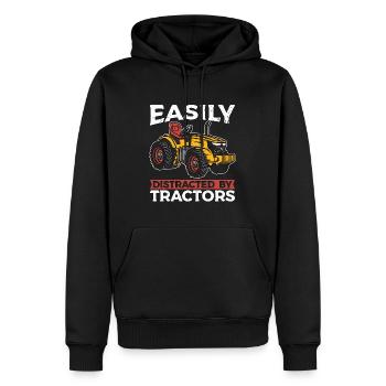 Harvester Easily Distracted By Agriculture Machine - Männer Premium Bio Hoodie - Schwarz - Vorne - Nico (187cm)