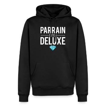 Parrain édition deluxe meilleure parrain humour - Sweat à capuche Premium bio Homme - noir - Devant - Nico (187cm)