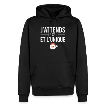 J'attends le seul et l'unique père noël humour - Sweat à capuche Premium bio Homme - noir - Devant - Nico (187cm)