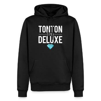 Tonton édition deluxe meilleur tonton humour - Sweat à capuche Premium bio Homme - noir - Devant - Nico (187cm)