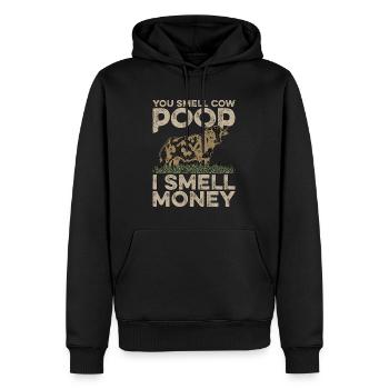 Élevage de bétail Vous sentez le caca de vache Je sens l’agriculteur - Sweat à capuche Premium bio Homme - noir - Devant - Nico (187cm)