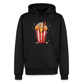 Trucs de cinéma : boisson gazeuse, pop-corn au miel - Sweat à capuche Premium bio Homme - noir - Devant - Nico (187cm)