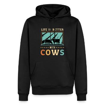 La vie des éleveurs de bétail est meilleure avec le bétail des vaches - Sweat à capuche Premium bio Homme - noir - Devant - Nico (187cm)