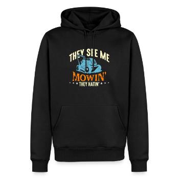 Tondeuse, ils me voient tondre, ils détestent tondre la pelouse - Sweat à capuche Premium bio Homme - noir - Devant - Nico (187cm)