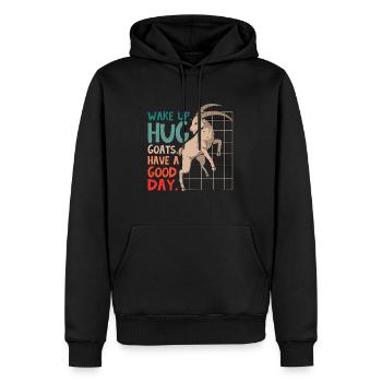 L’élevage de moutons et de chèvres Réveillez-vous l’élevage de chèvres câlin - Sweat à capuche Premium bio Homme - noir - Devant - Nico (187cm)