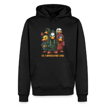 L’ornithorynque marche les canards de rue - Sweat à capuche Premium bio Homme - noir - Devant - Nico (187cm)