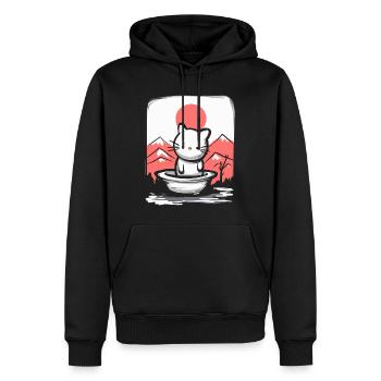 Japan unter roter Sonne, ist eine niedliche Katze - Männer Premium Bio Hoodie - Schwarz - Vorne - Nico (187cm)