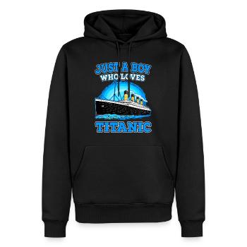 Just A Boy Who Loves Titanic Vintage Ship Lovers - Men’s Premium Organic Hoodie - black - Front - Nico (187cm)