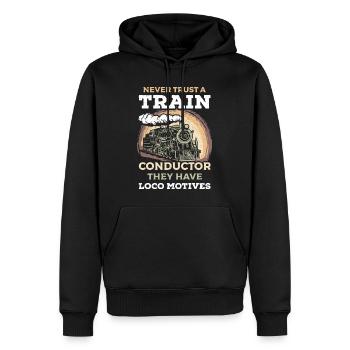 Nunca Te Fíes De Un Revisor De Tren Tienen Trenes - Sweat à capuche Premium bio Homme - noir - Devant - Nico (187cm)