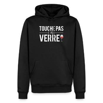 Touche pas à mon verre vin vigne vigneron - Sweat à capuche Premium bio Homme - noir - Devant - Nico (187cm)