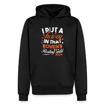Ich stecke einen Truthahn in den Ofen 2024 - Männer Premium Bio Hoodie - Schwarz - Vorne - Nico (187cm)