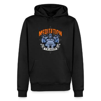 La méditation est ma passion Méditer amoureux des gorilles - Sweat à capuche Premium bio Homme - noir - Devant - Nico (187cm)