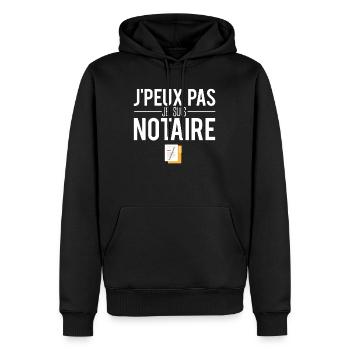 J'peux pas je suis notaire blague notaire humour - Sweat à capuche Premium bio Homme - noir - Devant - Nico (187cm)