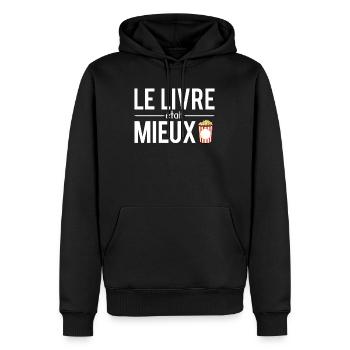 Le livre était mieux lecture film cinéma - Sweat à capuche Premium bio Homme - noir - Devant - Nico (187cm)