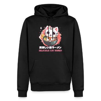 Köstliche Katzen Ramen - Männer Premium Bio Hoodie - Schwarz - Vorne - Nico (187cm)