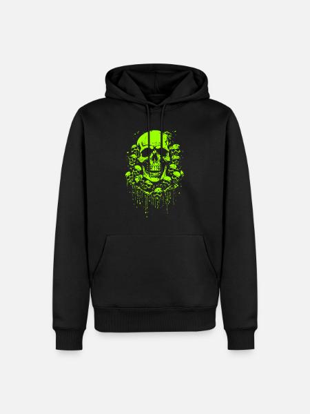 Green slimy funny skulls abound - Men’s Premium Organic Hoodie - black