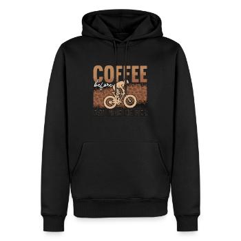 Café Fat Bike avant l’amateur de café de vélo de montagne - Sweat à capuche Premium bio Homme - noir - Devant - Nico (187cm)
