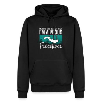Freediving Morning Is Not My Time I'm A Deep Diver - Men’s Premium Organic Hoodie - black - Front - Nico (187cm)