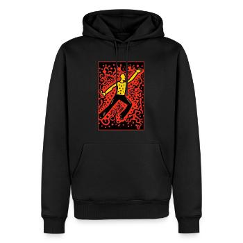 Cartoon Pop Art - Croire en l’aviation - Sweat à capuche Premium bio Homme - noir - Devant - Nico (187cm)