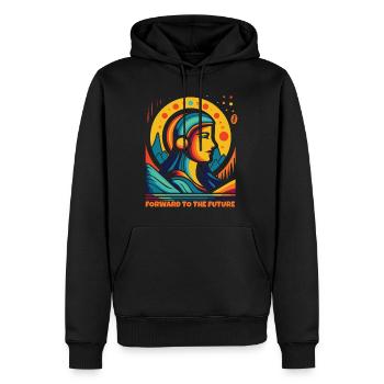 En avant vers l’avenir et une nouvelle ère - Sweat à capuche Premium bio Homme - noir - Devant - Nico (187cm)