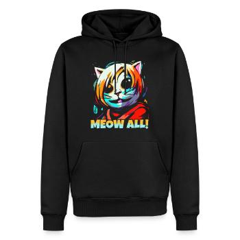 Miau Alle! Lustige bunte Katze - Männer Premium Bio Hoodie - Schwarz - Vorne - Nico (187cm)