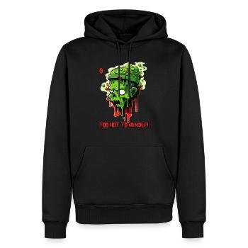 Zu heiß zum Anfassen: Ein schmelzender Zombie - Männer Premium Bio Hoodie - Schwarz - Vorne - Nico (187cm)