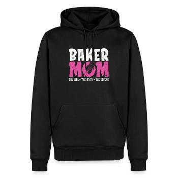 Baker Mom L’idole Le mythe aime faire cuire les boulangers - Sweat à capuche Premium bio Homme - noir - Devant - Nico (187cm)