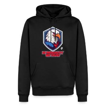 Adler der Nation: In Ungleichheit vertrauen wir - Männer Premium Bio Hoodie - Schwarz - Vorne - Nico (187cm)
