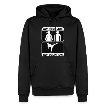 Kickboxer My Problem My Solution Pictogram Dad Mom - Männer Premium Bio Hoodie - Schwarz - Vorne - Nico (187cm)