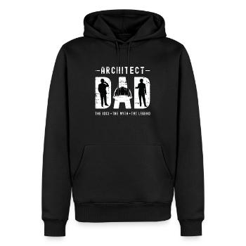 Architecte Papa L’idole Le mythe L’architecture - Sweat à capuche Premium bio Homme - noir - Devant - Nico (187cm)