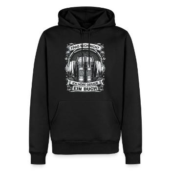 Livre audio - Sweat à capuche Premium bio Homme - noir - Devant - Nico (187cm)