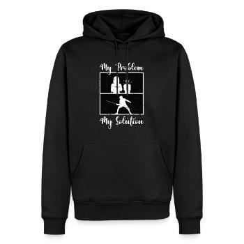 Escrimeur Mon problème Ma solution Pictogramme Maman Papa - Sweat à capuche Premium bio Homme - noir - Devant - Nico (187cm)