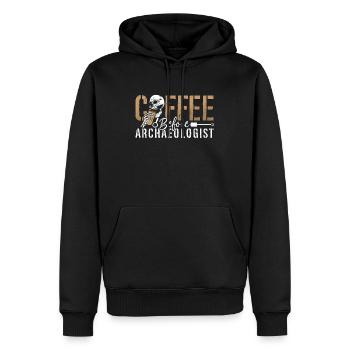 Archéologue Café avant fossiles Amateur de café - Sweat à capuche Premium bio Homme - noir - Devant - Nico (187cm)