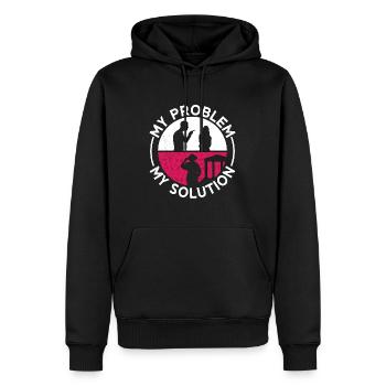 Archéologue Mon problème Mon pictogramme Maman Géologie - Sweat à capuche Premium bio Homme - noir - Devant - Nico (187cm)