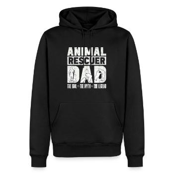 Sauveteur d’animaux Papa L’idole Le sauvetage des animaux - Sweat à capuche Premium bio Homme - noir - Devant - Nico (187cm)