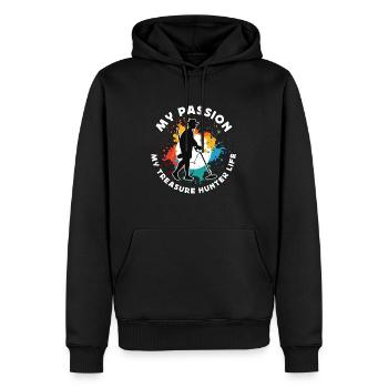 Chasseur de trésors Ma passion Mon détecteur de trésors - Sweat à capuche Premium bio Homme - noir - Devant - Nico (187cm)