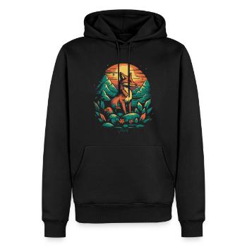 Ein Fuchs auf dem Feld - Männer Premium Bio Hoodie - Schwarz - Vorne - Nico (187cm)