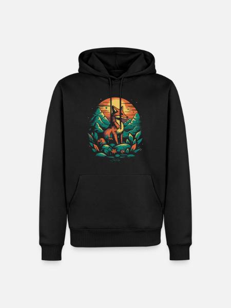 Ein Fuchs auf dem Feld - Männer Premium Bio Hoodie - Schwarz