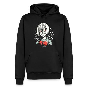 Fille manga anime souriante - Sweat à capuche Premium bio Homme - noir - Devant - Nico (187cm)