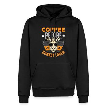 Donkey Lover Coffee Before Animals Coffee Lover - Männer Premium Bio Hoodie - Schwarz - Vorne - Nico (187cm)