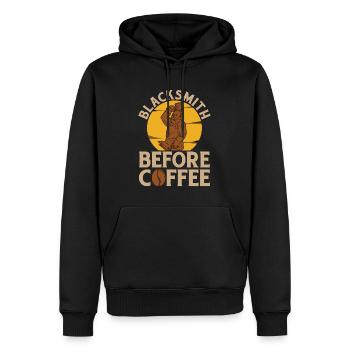 Blacksmith Before Coffee Ironworker Coffee Lover - Männer Premium Bio Hoodie - Schwarz - Vorne - Nico (187cm)