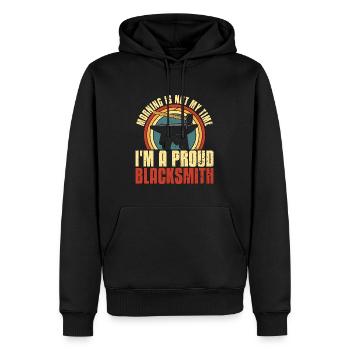 Blacksmithing Morning Is Not My Time Ironworker - Männer Premium Bio Hoodie - Schwarz - Vorne - Nico (187cm)