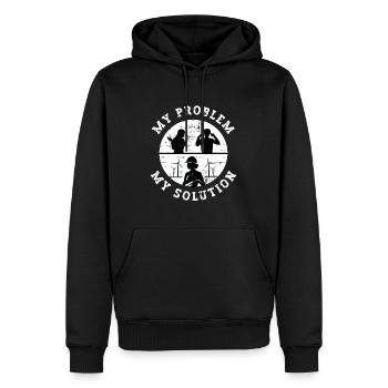 Wind Turbine Tech My Problem My Pictogram Mom Dad - Männer Premium Bio Hoodie - Schwarz - Vorne - Nico (187cm)