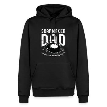 Papa savonnier L’idole Le mythe La saponification - Sweat à capuche Premium bio Homme - noir - Devant - Nico (187cm)