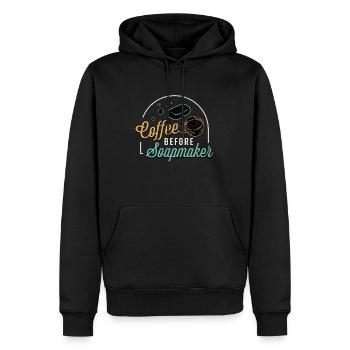 Soapmaker Coffee Before Making Soap Coffee Lover - Men’s Premium Organic Hoodie - black - Front - Nico (187cm)