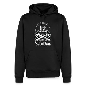 Tôlier Mon problème Mon pictogramme Maman Papa - Sweat à capuche Premium bio Homme - noir - Devant - Nico (187cm)